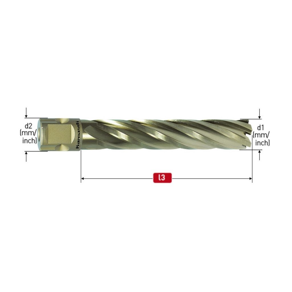 Punta Tiranuclei In Acciaio HSS-XE KARNASCH Gold-Drill Line 30 - Diametro Taglio 18mm, Lunghezza Utile 30mm, Gambo 19mm